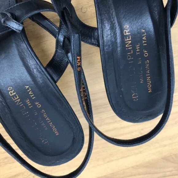 Donald J Pliner Black Kitten Heels Italy Leather Strap Sandals 9.5 - Picture 3 of 8